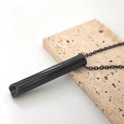 Titanium Steel Whistle Meditation Samma-sati Andning Dekompression Ångest Yoga Rostfritt stål hänge halsband