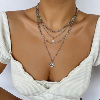 Collier en or chunky Collier de charme chunky pour les femmes Collier en or en couches pour les femmes Collier de pièces d’argent Bijoux Cadeaux pour les femmes