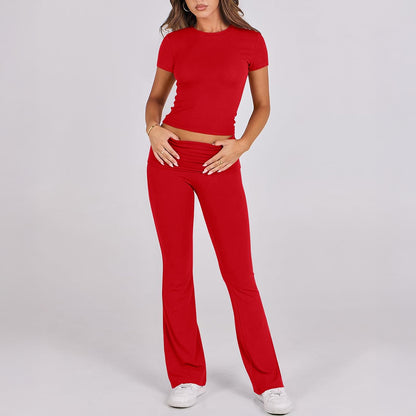 Avslappnad enfärgad Slim Fit kortärmad byxa kostym
