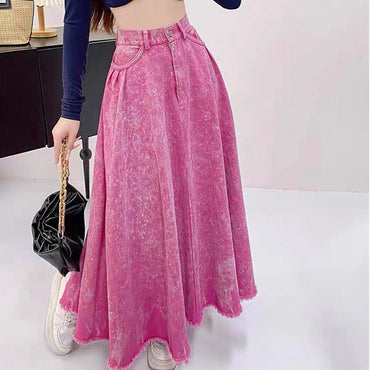 Peach Washed Denim Dopamine Dress