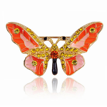 Broche papillon en alliage de cristaux colorés pour femmes, élégante, Simple et polyvalente