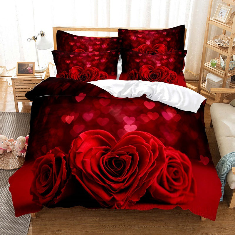 Rose Bedding Suit Polyester Home Textile