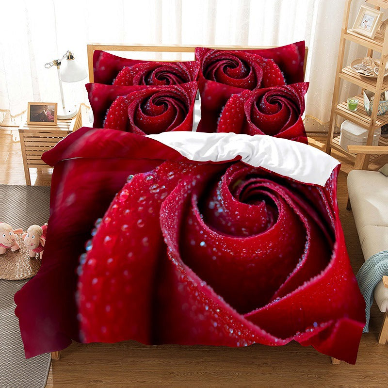 Rose Bedding Suit Polyester Home Textile