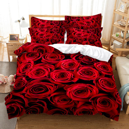 Rose Bedding Suit Polyester Home Textile