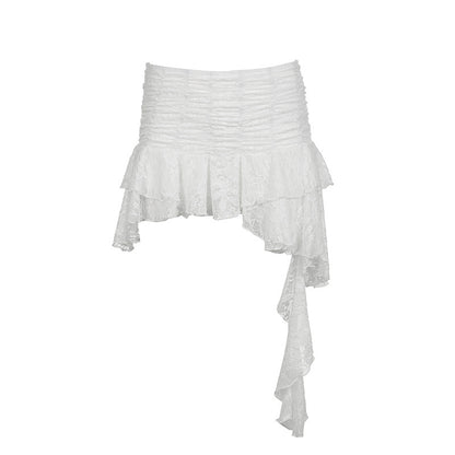 Professional Irregular Hem Wavy Lace Stitching Solid Color Skirt - Unique Design (Casual Formal Occasions, Stylish Addition)