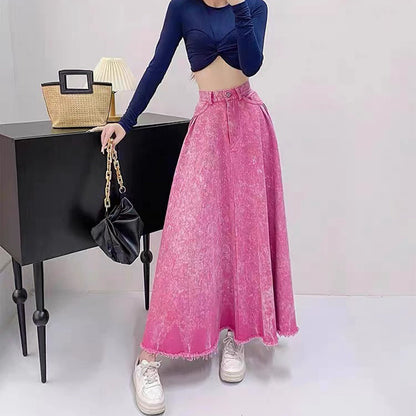 Peach Washed Denim Dopamine Dress