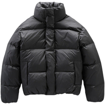 Black Stand-up Collar Down Jacket For Men