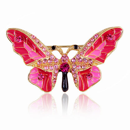 Broche papillon en alliage de cristaux colorés pour femmes, élégante, Simple et polyvalente