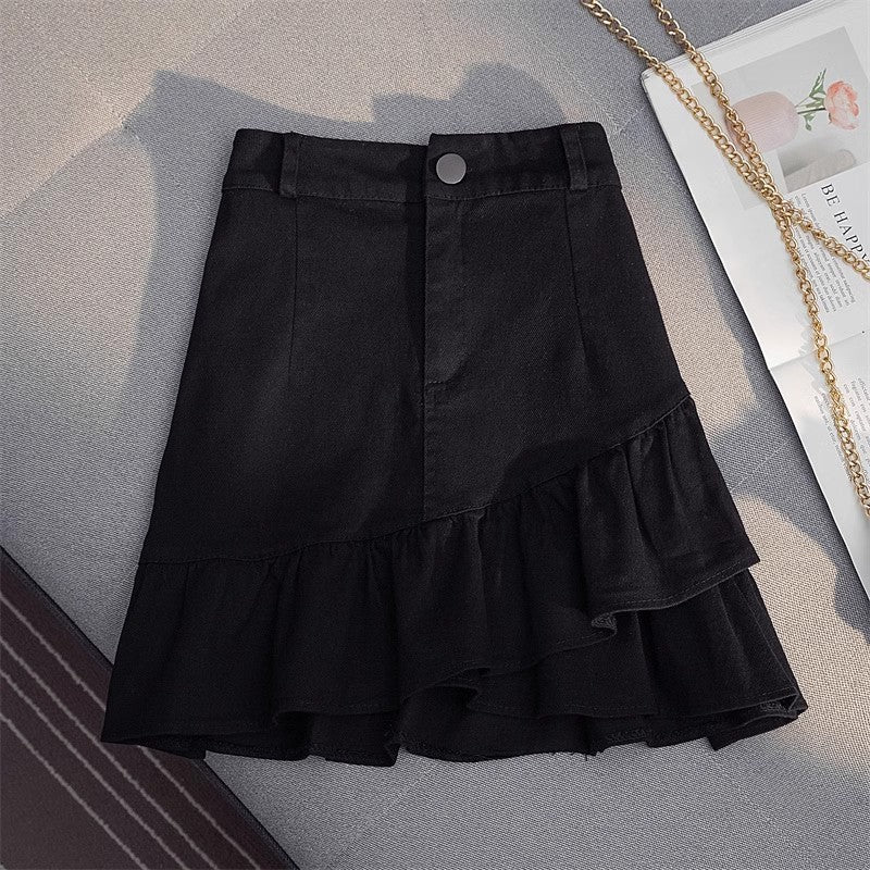 Professional Women's Elastic Waist Mid-Length Stitching Solid Skirt - Polyester A-Line (White/Yellow, S-L, Japanese Korean Casual)
