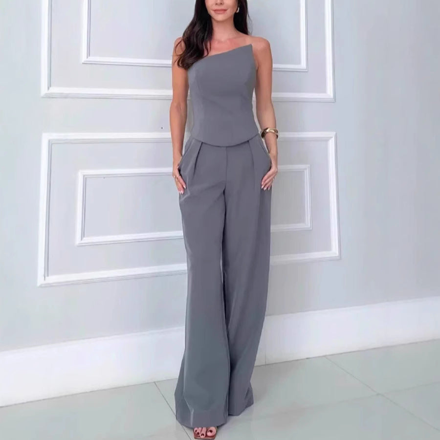 Tube Top Sleeveless Top Wide Leg Pants