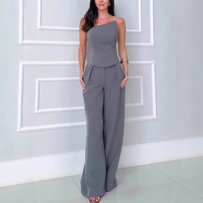 Tube Top Sleeveless Top Wide Leg Pants