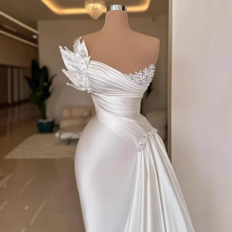 White Graceful Satin Wedding Dress - Simple & Lightweight