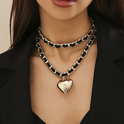 Big Love – collier Design à chaînes Double couche pour femmes, Style Punk de rue, bijoux à la mode