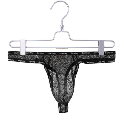 Sexy Lace Underwear Men's Low Waist High Elastic See-through