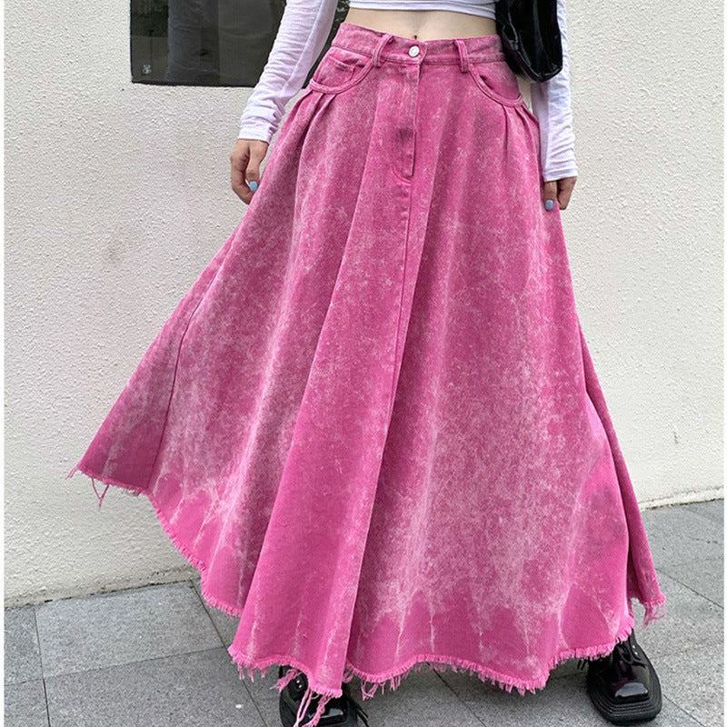 Peach Washed Denim Dopamine Dress