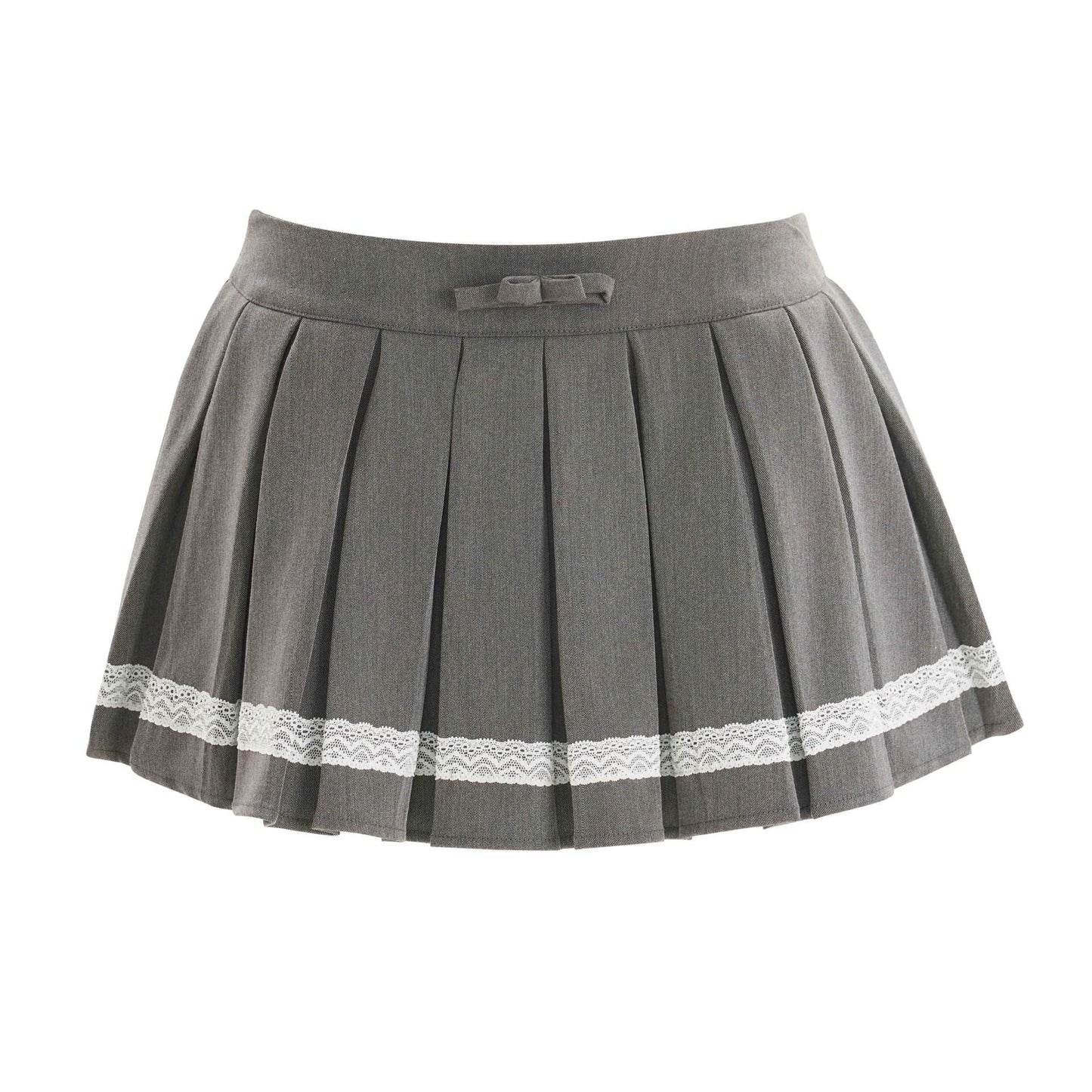 Sweet All-matching Bow Lace Stitching Half-length Pleated Skirt