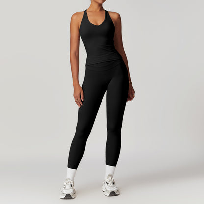 Dam enfärgad sanding yogadräkt med tight rygg