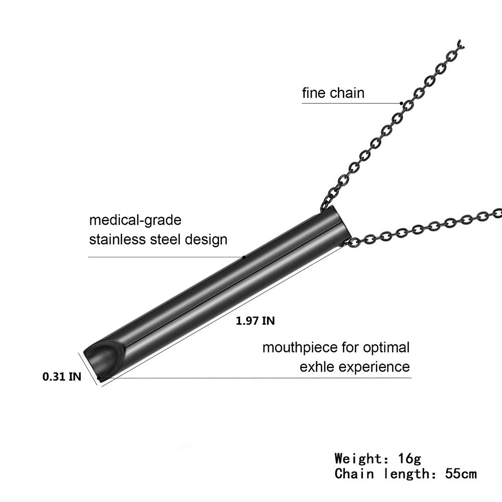 Titanium Steel Whistle Meditation Samma-sati Andning Dekompression Ångest Yoga Rostfritt stål hänge halsband