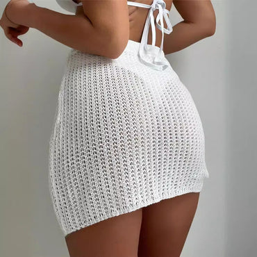 Summer Beach Knitted Hollow Polyester Hip Skirt