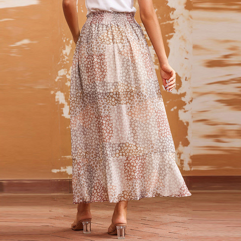 Boho Chic: High Waist Long Dress with Pleating and Split