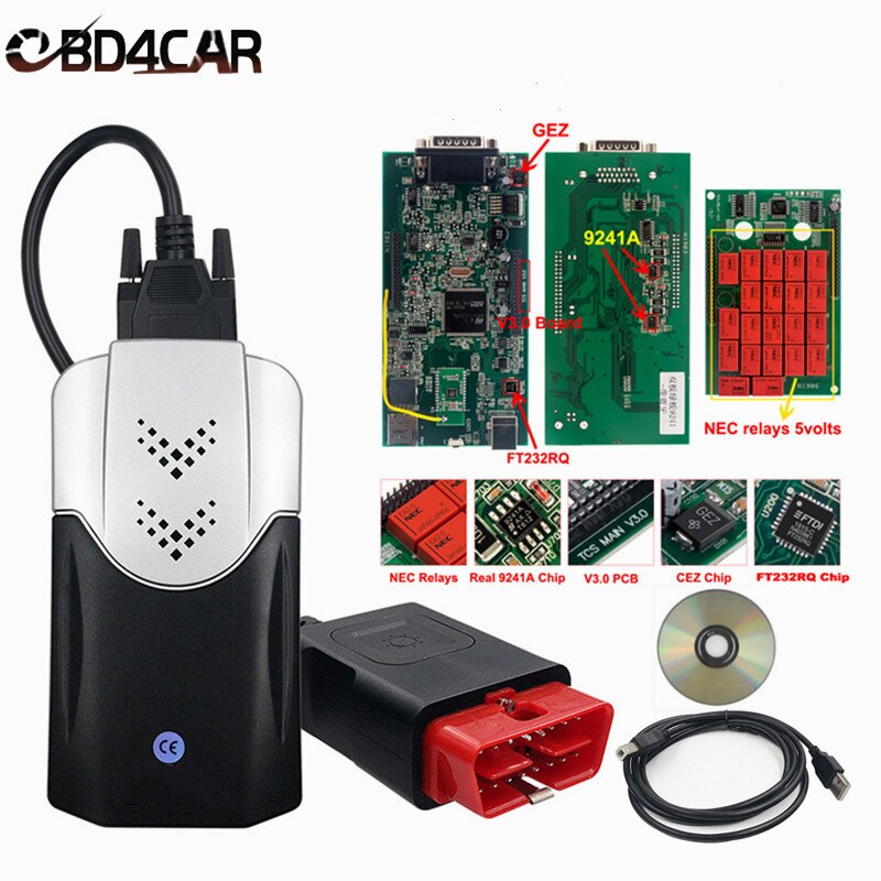 2021.11 Multidiag Pro Bluetooth OBD2 Scanner TCS PRO VCI V3.0 V9.0 Dubbel PCB NEC Relay Real 9241A Diagnostikverktyg för biltruck