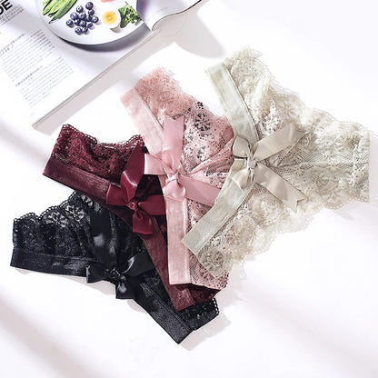 3 Pcs Woman Panties Sexy Lace Thong Underwear Lingerie Female T-back Temptation Low Waist Women Transparent G String