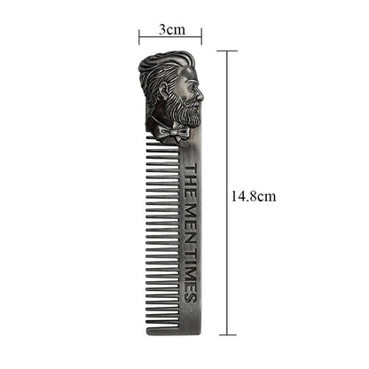 1PC Gentelman Barber Styling Metal Comb Stainless Steel Men Beard Comb