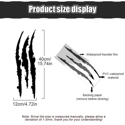 Bilklistermärke Reflekterande monsterklo, repor, streckmärken, strålkastardekal Bilklistermärken 40cmX12cm biltillbehör