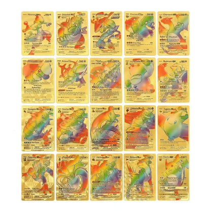 55pcs Pokemon Rainbow Gold Silver Black English Cards Anime Pikachu Charizard Eevee Battle Game Collection Cards Kids Toys Gifts