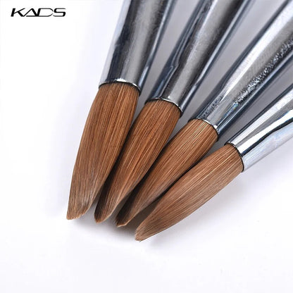 1pc Kolinsky Sable Acrylic Brush UV Gel Carving Pen Brush Liquid Powder DIY Nail Drawing Flat Round Red Wood Nail Art Brush