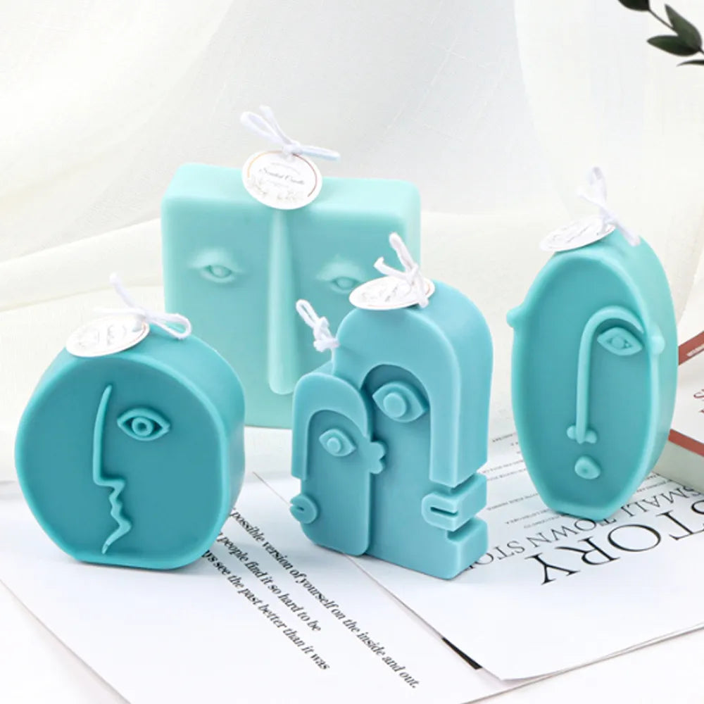 Nordic Design Silicone Candle Mold Handmade Abstract Human Face Plaster Epoxy Resin Aromath Soap Molds Home Decor Craft Gifts