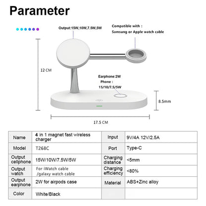 3 in 1 Wireless Charger Stand For iPhone 15 14 13 12 Pro magsafe Charger fast Charging Station for Samsung or Apple Watch Cable