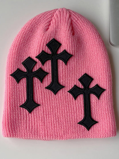 Sifreyr Modestickad Vintermössa För Kvinnor Lätt Vikbar Håll Varm Vindtät Cykelmössa Y2K Cross Decor Beanies Hatt