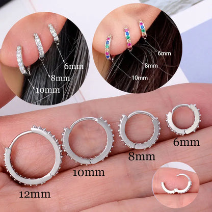 1Pair Stainless Steel Hoop Earrings Crystal Zirconia  Piercing Jewelry