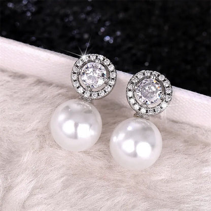 Huitan Delicate Imitation Pearl Earrings Bride Wedding Accessories Temperament Elegant Ear Earrings New Trendy Women Jewelry