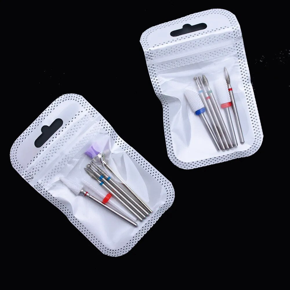 6PCS Milling Cutter for Manicure Diamond Ceramic Nail Drill Bits Mills Removing Nail Bit Set Gel Electric Manicure Machine Tools