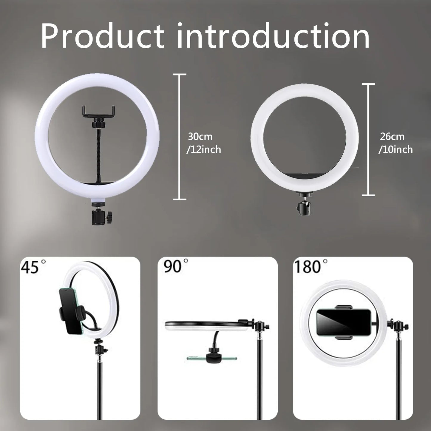 10" 26cm LED Selfie Ring Light Photography Video Light RingLight Phone Stand Tripod Fill Light Dimmable Lamp Trepied Streaming