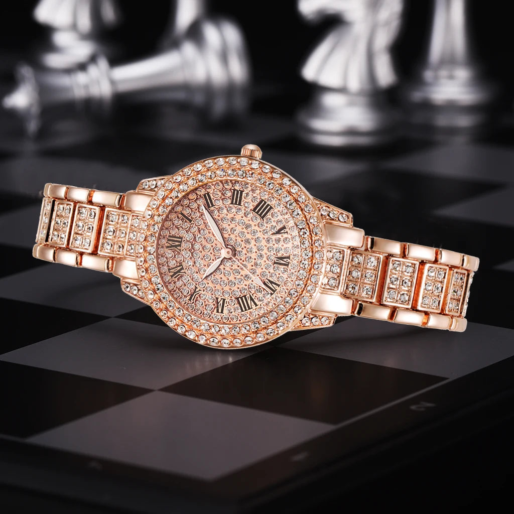 Diamond Women Watches Gold Watch Ladies Wrist Watches Luxury Brand Rhinestone Women's Bracelet Watches Female Relogio Feminino