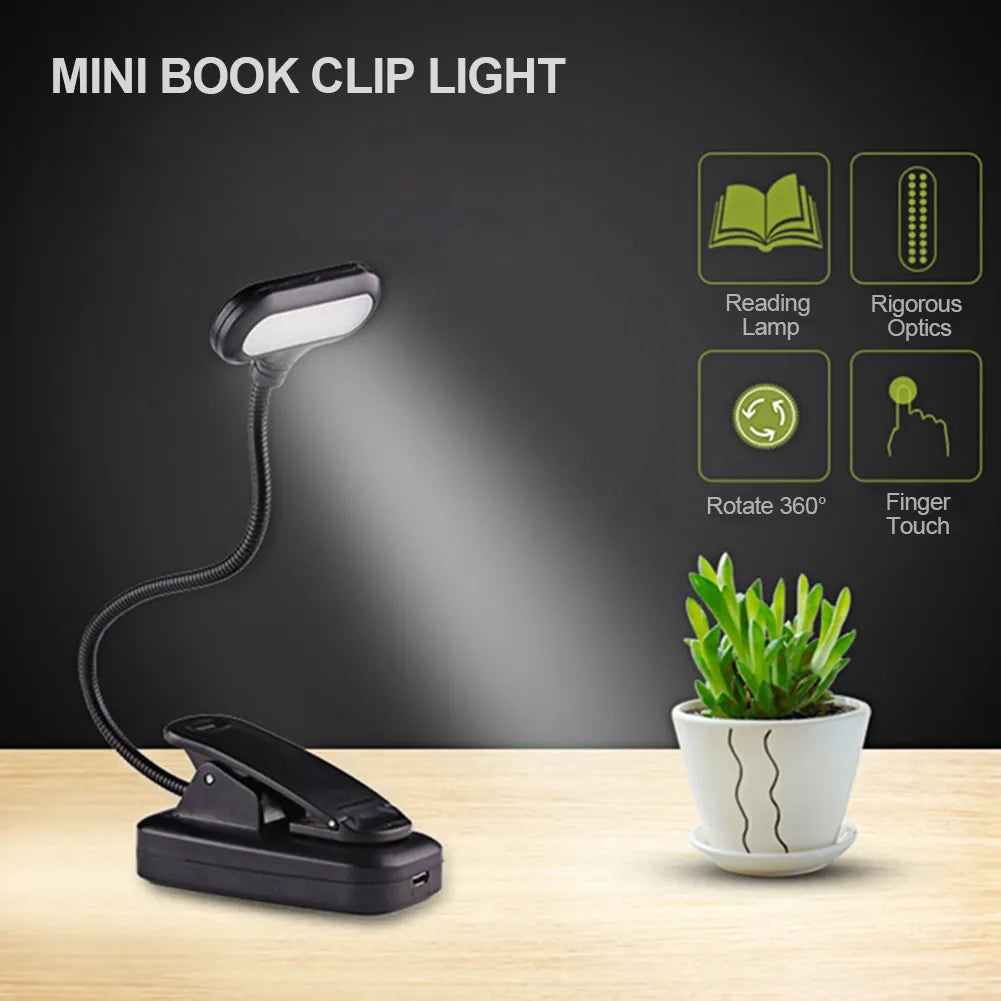 LED Ögonskydd Bok Nattljus Justerbar Mini Clip-On Study Skrivbordslampa Batteridriven Flexibel för resor i sovrummet