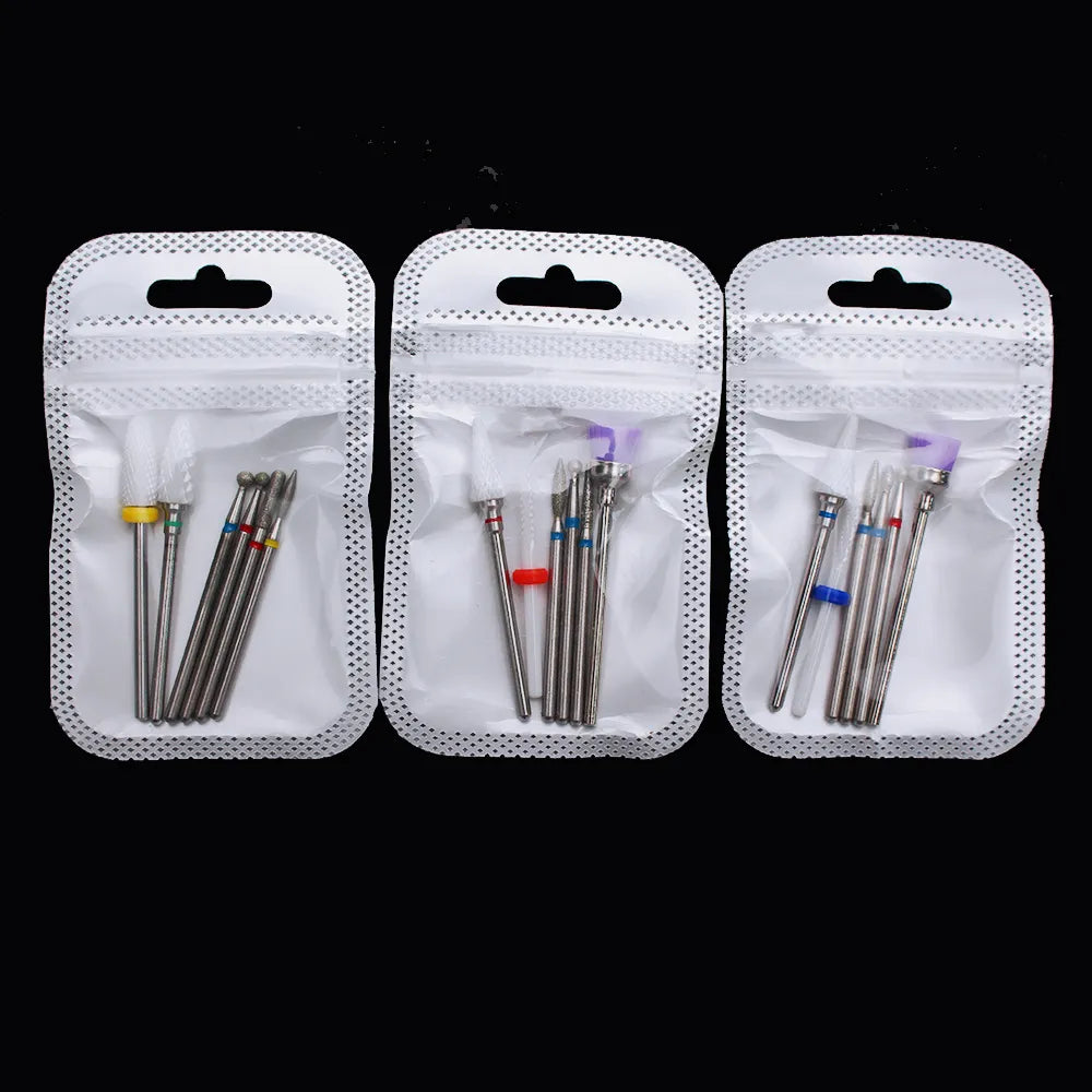 6PCS Milling Cutter for Manicure Diamond Ceramic Nail Drill Bits Mills Removing Nail Bit Set Gel Electric Manicure Machine Tools