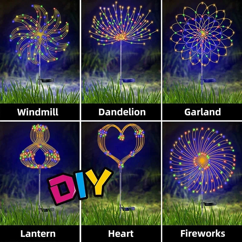 1/2/4Pcs Solar LED Firework Fairy Light Outdoor Garden Decoration Lawn Pathway Light For Patio Yard Party Christmas Wedding