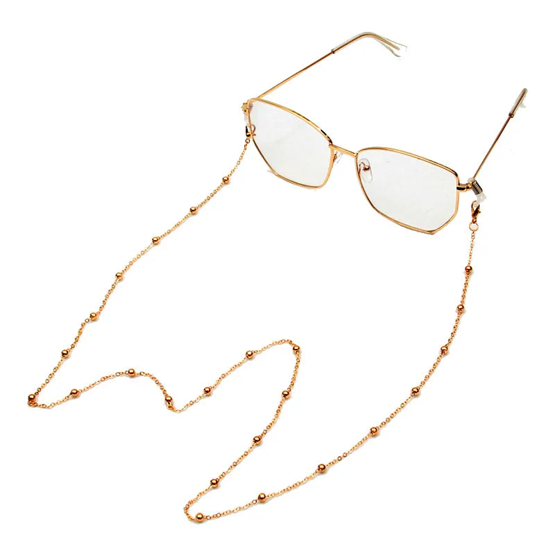 Chaînes de masque en perles pour femmes, chaîne de lunettes rétro en métal, lanières de lunettes de soleil, porte-cordon, sangle de cou