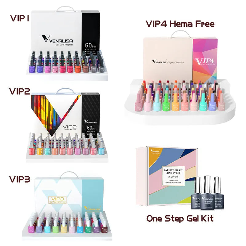 Nytt modefärg Venalisa Gel Polish Kit VIP4 HEMA GRATIS Emaljlack för Nail Art Design Set Nail Gel Learner Kit