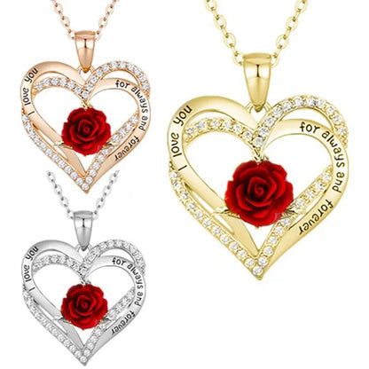 Mode revenu Rose fleur pendentif collier anniversaire fête accessoires anniversaire fête des mères bijoux cadeaux maman dames filles