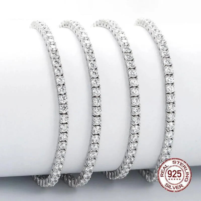 925 Silver Classic 15-21CM Tennis Bracelets Jewelry 2mm 3mm 4mm 5A Zironia Eternal