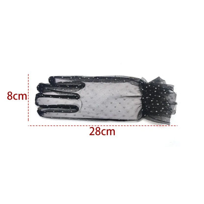 1pc Sexy Transparentes point imprimé noir blanc maille Tulle GloveSpring été mince court gant Club bal fête danse robe gant