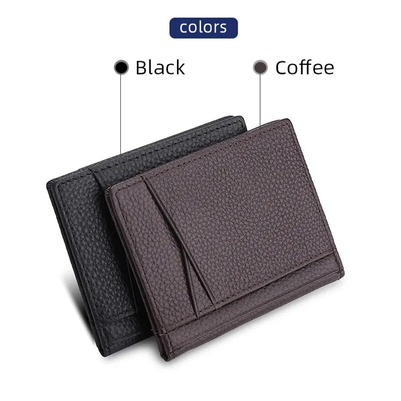 Super Slim Soft Wallet 100% Genuine Leather Mini Credit Card Holder Wallets Purse Thin Small Card Holders Men Wallet