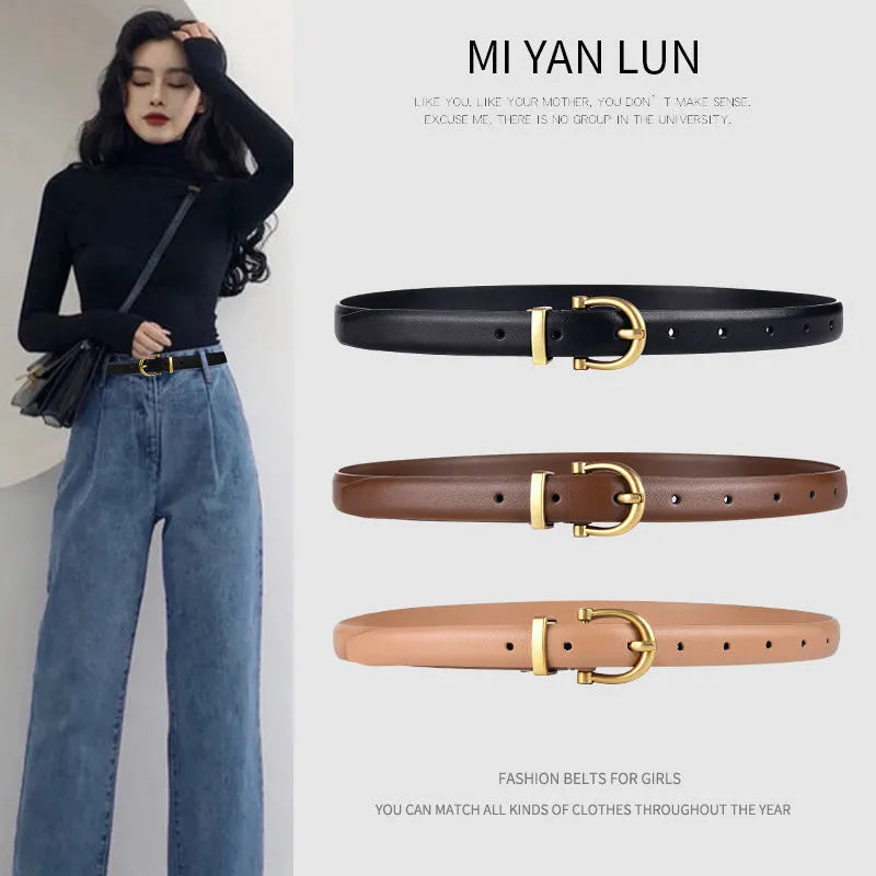 Ceinture de luxe en cuir véritable pour femmes, boucle de ceinture en métal, 3 couleurs, haute qualité, tendance, nouvelle collection