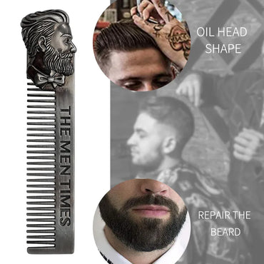 1PC Gentelman Barber Styling Metal Comb Stainless Steel Men Beard Comb