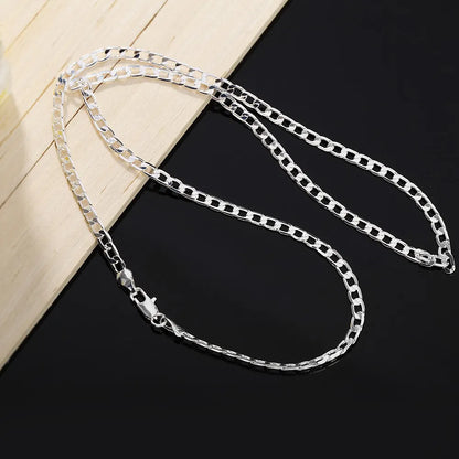 Collier en argent Sterling 925 pour hommes et femmes, 2/4/6/8/10/12MM, 40-75cm, chaîne faciale, fermoir à homard, bijoux de fiançailles, cadeaux